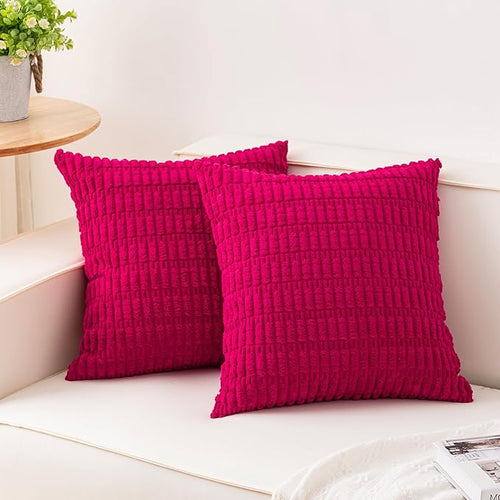 Aegero Pack of 2 Corduroy Decorative Throw Pillow Covers 18x18 Inch Soft by Unknown