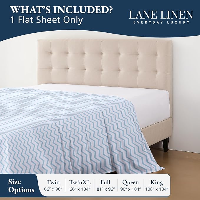 Lane Linen 100% Organic Cotton Queen Size Flat Sheet Only - Image 2
