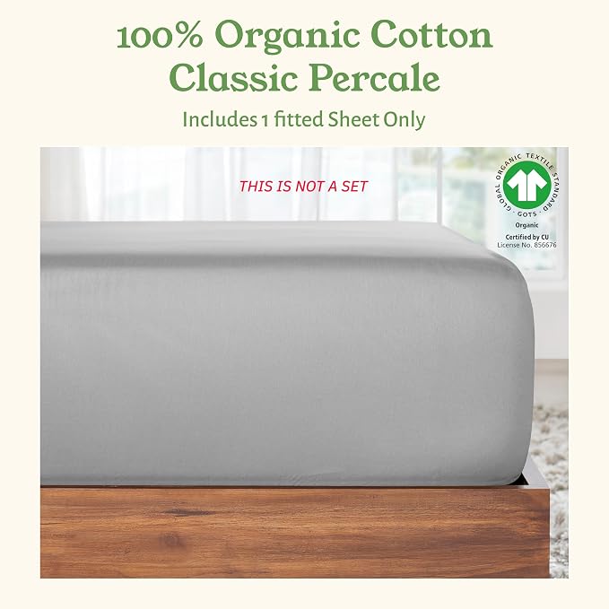 California Design Den 100% Organic Cotton Fitted Sheet Queen Size Only - Image 4