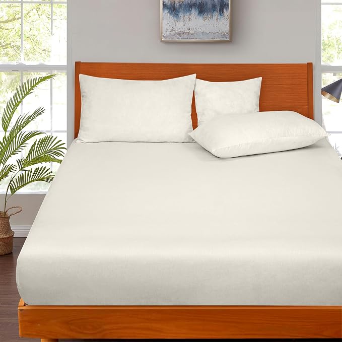 ROYALE LINENS 300 Thread Count 100% Long Staple Combed Cotton Fitted Sheet Queen - Image 5