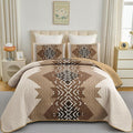 Dintszyayue Boho Full Size Quilt Set, 3 Pieces Aztec Texture Bedding Coverlet by Dintszyayue