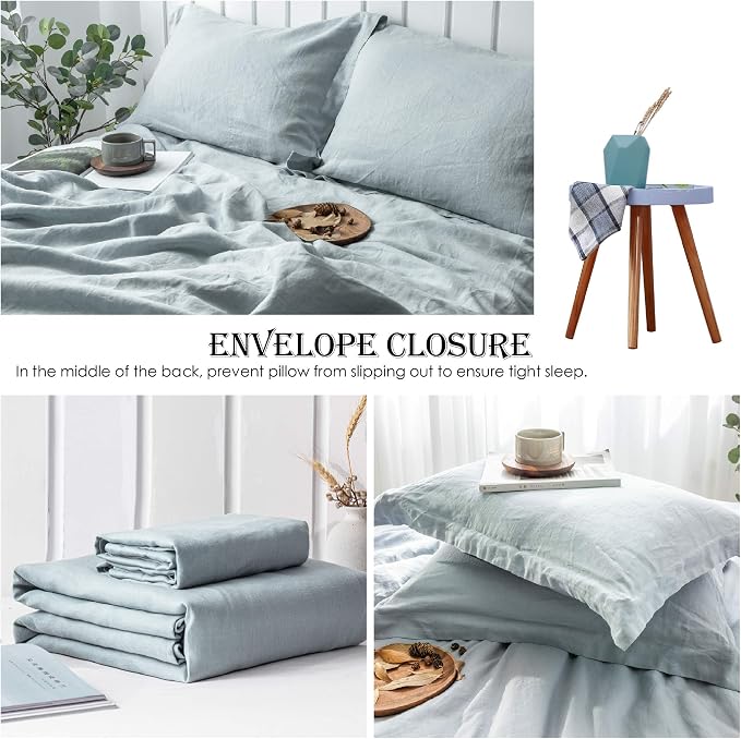 Simple&Opulence 100% Linen Duvet Cover Set 2pcs Basic Style Natural French - Image 4