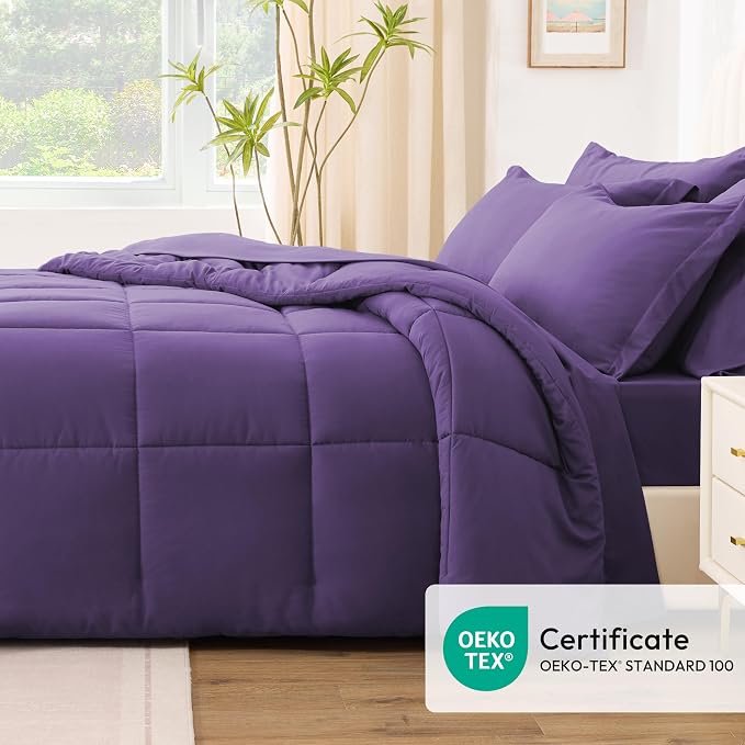 Love's cabin Twin XL Comforter Set Dark Purple, 5 Pieces Twin XL Bed in a Bag - Image 5