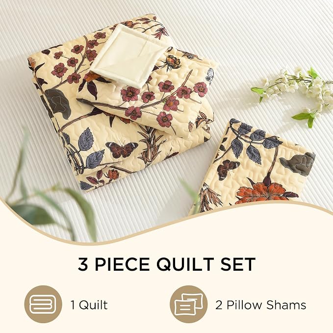 Litanika Floral Beige Quilt King Size - Image 8