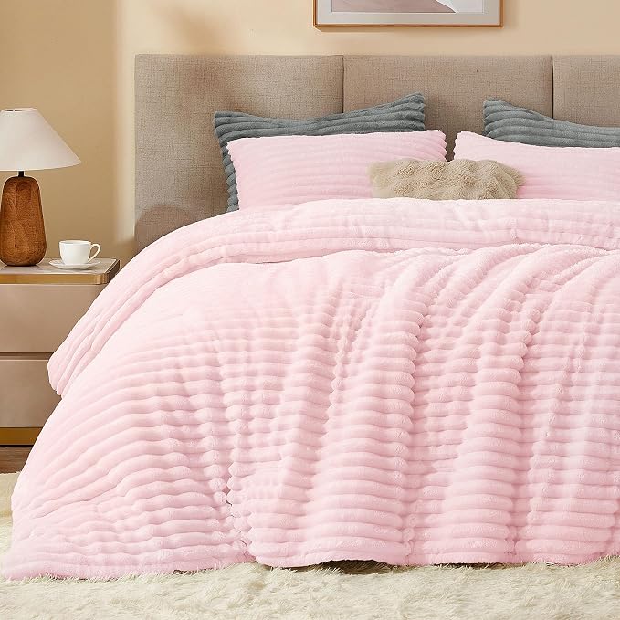 BEDELITE Fleece King Comforter Set -Super Soft & Warm Fluffy Cherry Blossom by BEDELITE
