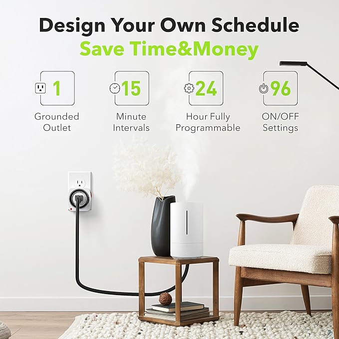 BN-LINK 24-Hour Plug-in Mechanical Timer, Heavy Duty Outlet Timer Indoor - Image 3