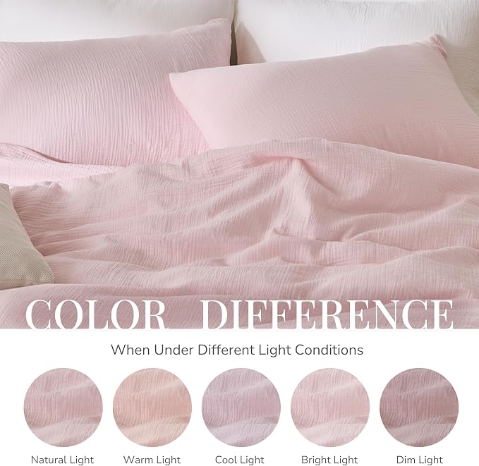 Pink Duvet Cover King, 100% Sandwashed Cotton Soft King Size Duvet Cover Set 3 - Image 8