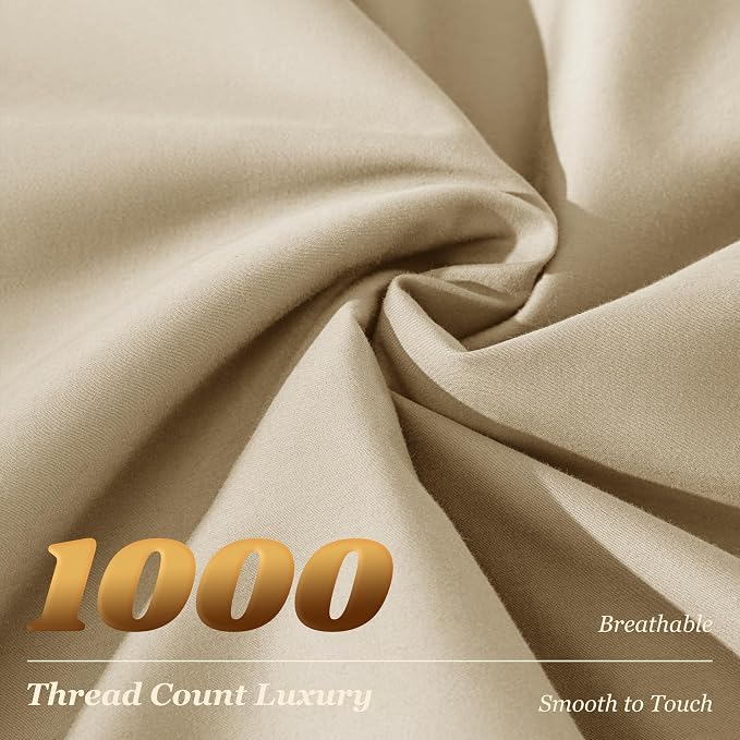 LBRO2M 1000 Thread Count 100% Egyptian Cotton Sheets Set Queen Size, 4 Piece - Image 3