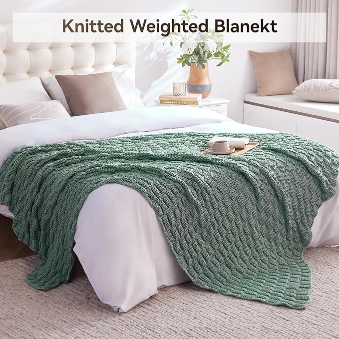 Knitted Weighted Blanket for Adult, No Beads Heavy Blanket 48” x 72'' 10lbs - Image 6