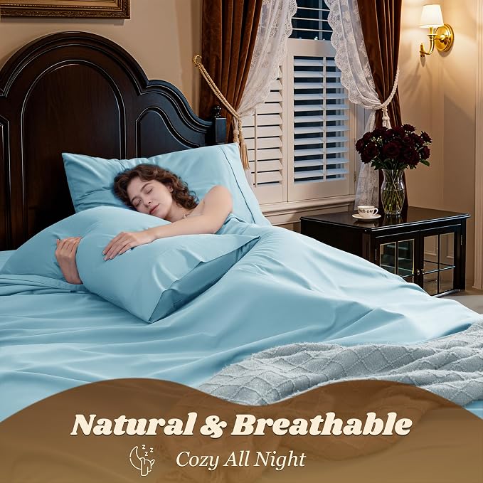 LBRO2M 100% Cotton Sheets Set Deep Pocket 19", 1000 Thread Count Queen Size 4 - Image 5
