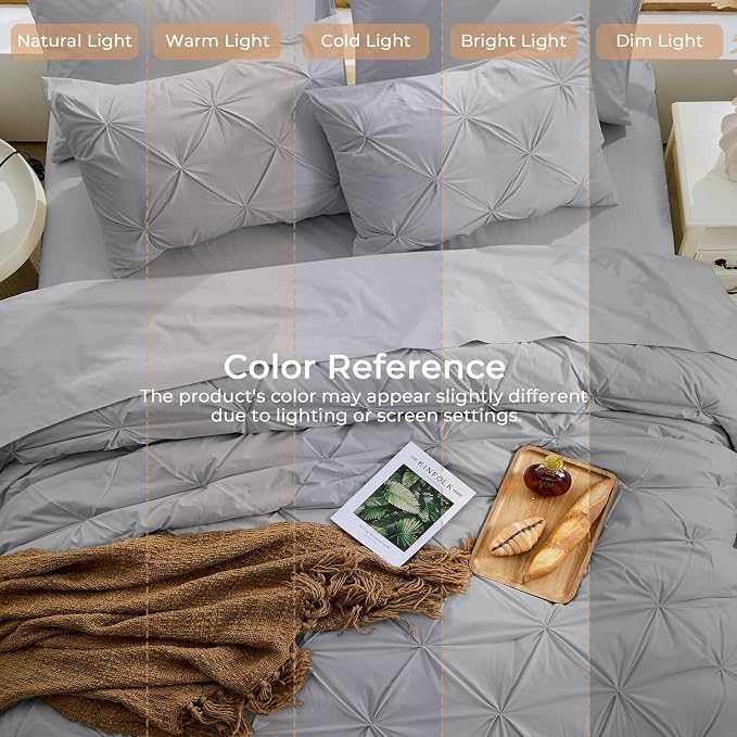 Sasttie Queen Comforter Set, 7-Piece Bed in a Bag, Pintuck Bedding Sets - Image 8