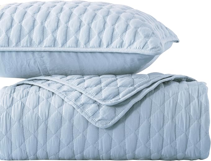 WDCOZY Light Blue Quilt King Size Bedding Set - Image 9