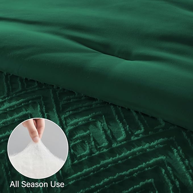Zzlpp Full Comforter Set 7 pieces, Emerald Green Tufted Bed in a Bag - Image 6