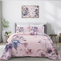 Floral Quilt Set King 3 Pieces Pink Floral Quilt Coverlet Set Soft Microfiber by DRUCON
