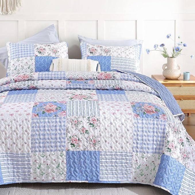 YIKUSH Quilt Sets Twin Size Floral Quilt Set 2 Pieces Bedding Set Bedspreads by YIKUSH