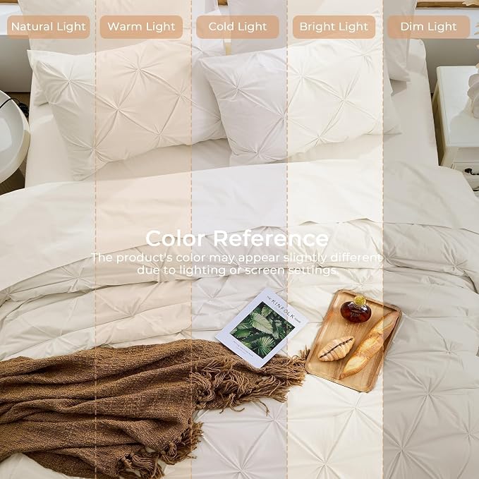Sasttie California King Comforter Set, 7-Piece Bed in a Bag Cal King, Pintuck - Image 8