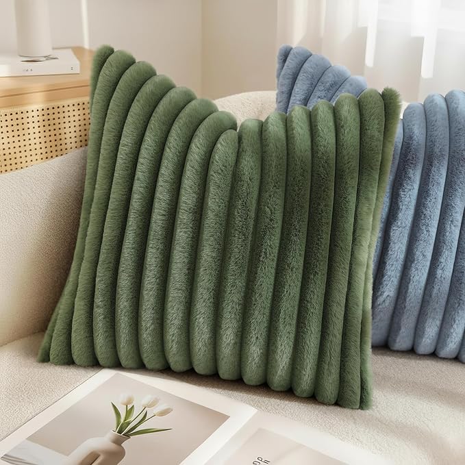 decorUhome Cozy Faux Fur Throw Pillow Covers 12x20 Set of 2 Decorative Soft - Image 6