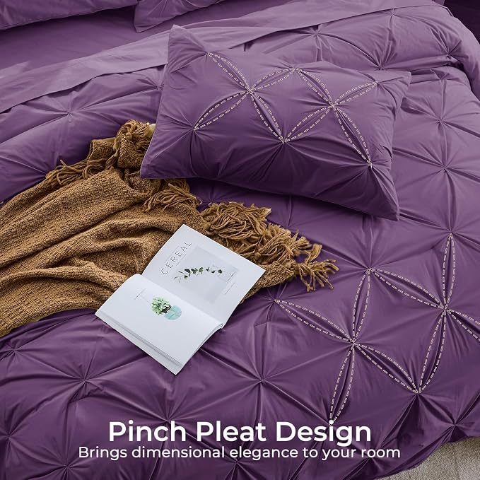 Sasttie Twin Comforter Set, 5-Piece Bed in a Bag, Pintuck Bedding Sets - Image 4