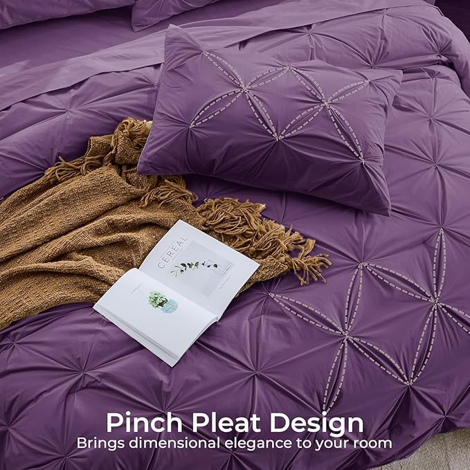 Sasttie Twin XL Comforter Set, 5-Piece Bed in a Bag, Pintuck Bedding Sets - Image 4