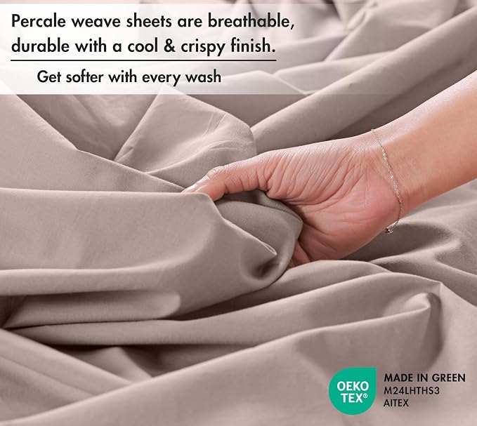 RUVANTI 100% Cotton Sheets – Twin XL Size Percale Bedding, Cooling & Breathable - Image 4