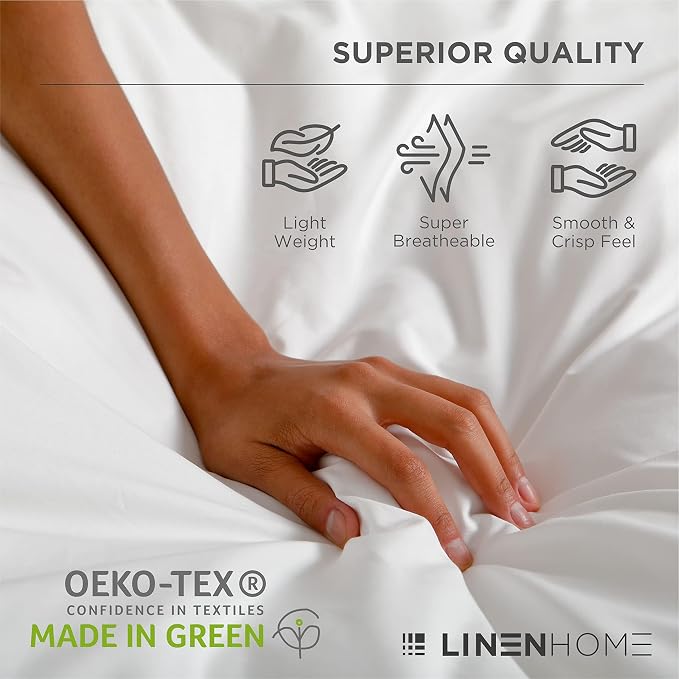Linen Home 100% Cotton Percale Sheets California King Size, Iris Lilac - Image 7