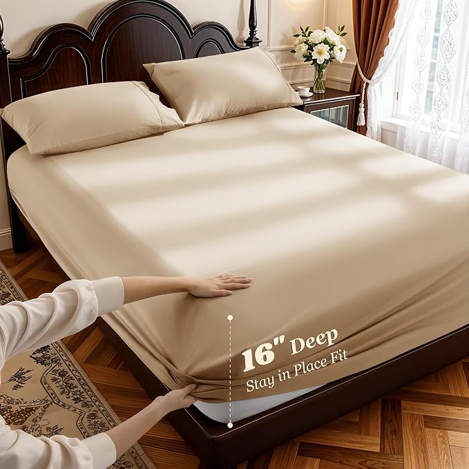 LBRO2M 1000 Thread Count 100% Egyptian Cotton Sheets Set Queen Size, 4 Piece - Image 4