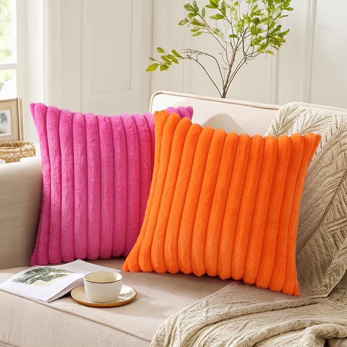 Pallene Faux Fur Plush Throw Pillow Covers 18x18 Set of 2, Luxury Soft Fluffy - Image 5