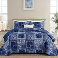 Cottolester King Quilt Set 3 Pieces, Boho Farmhouse Bedspread Soft Microfiber by Cottolester