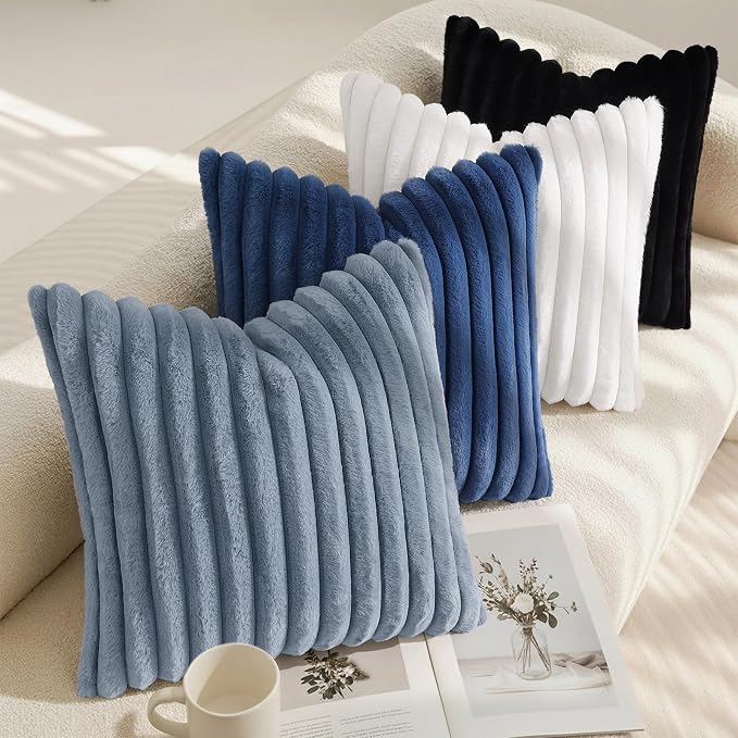decorUhome Cozy Faux Fur Throw Pillow Covers 18x18 Set of 2 Decorative Soft - Image 7