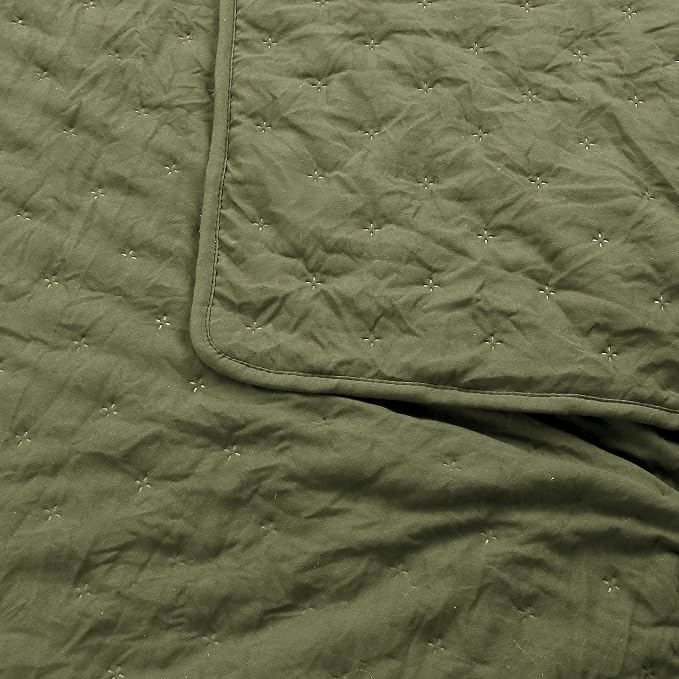Olive Green Cloud King Size Quilt Bedding Sets - Image 3