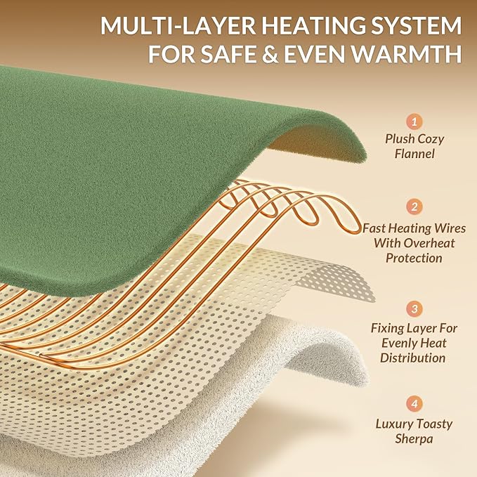 HOMLYNS LuxeHeat Heated Blanket Electric Blanket Queen Size, Soft Flannel - Image 4