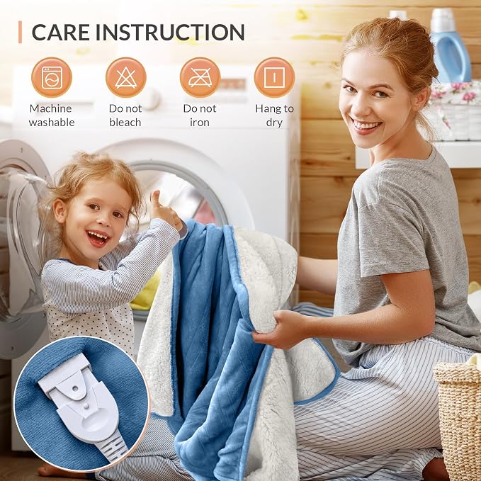 HOMLYNS LuxeHeat Heated Blanket Electric Blanket Full Size, Soft Flannel Sherpa - Image 9