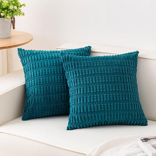 Aegero Pack of 2 Corduroy Decorative Throw Pillow Covers 18x18 Inch Soft by Unknown