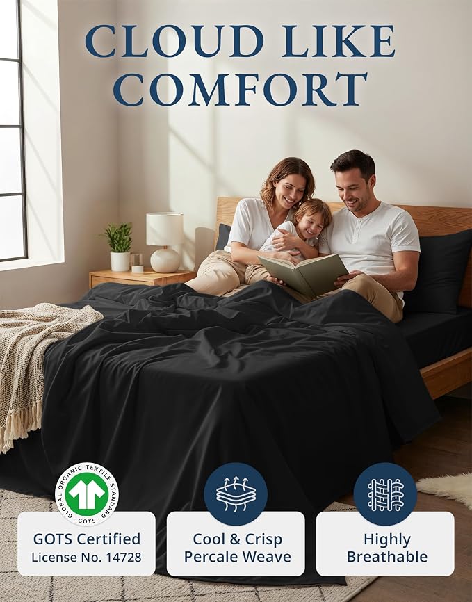 LANE LINEN 100% Organic Cotton Bed Sheets King Size, Soft & Comfy Fully - Image 2