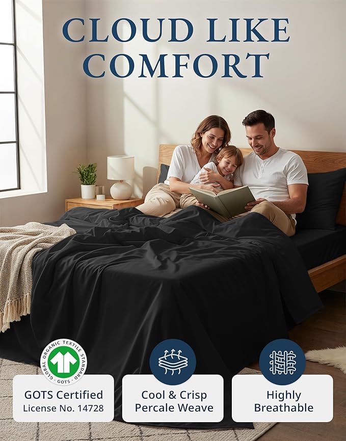 LANE LINEN 100% Organic Cotton Bed Sheets Extra Long Twin, Soft & Comfy Fully - Image 2