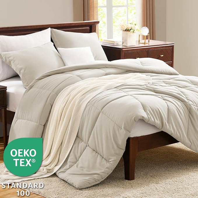 CozyLux Twin/Twin XL Comforter Set Beige - Image 3