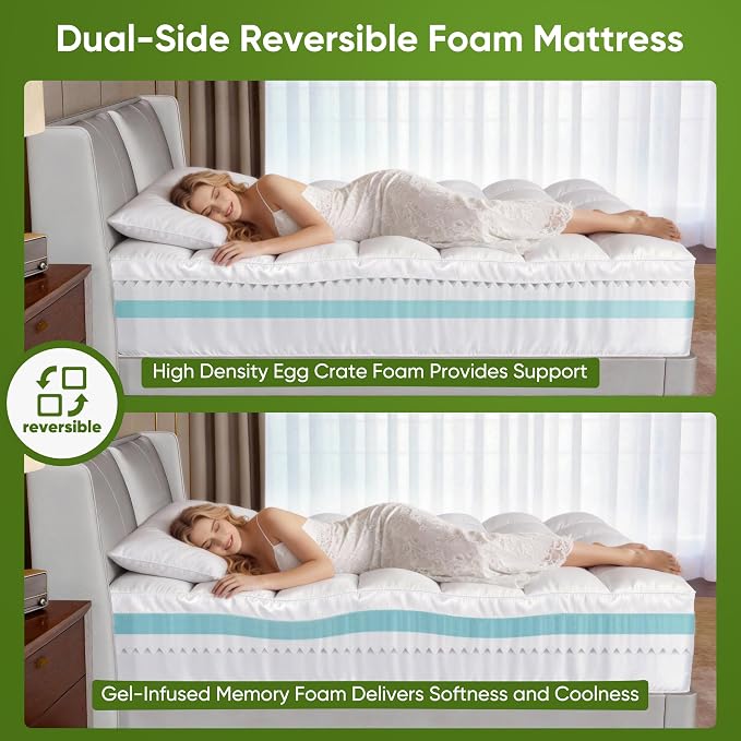 5 Inch Twin XL Mattress Topper, Memory Foam Mattress Toppers-2.5" Cooling Gel - Image 5