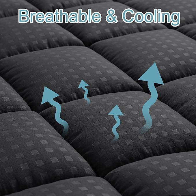 HYLEORY Queen Mattress Pad Quilted Fitted Mattress Protector Cooling Pillow Top - Image 2