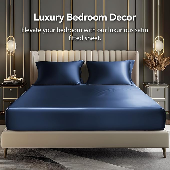BEDELITE Satin Fitted Sheet and Pillowcase Set, Luxury Soft Similar to Silk - Image 2