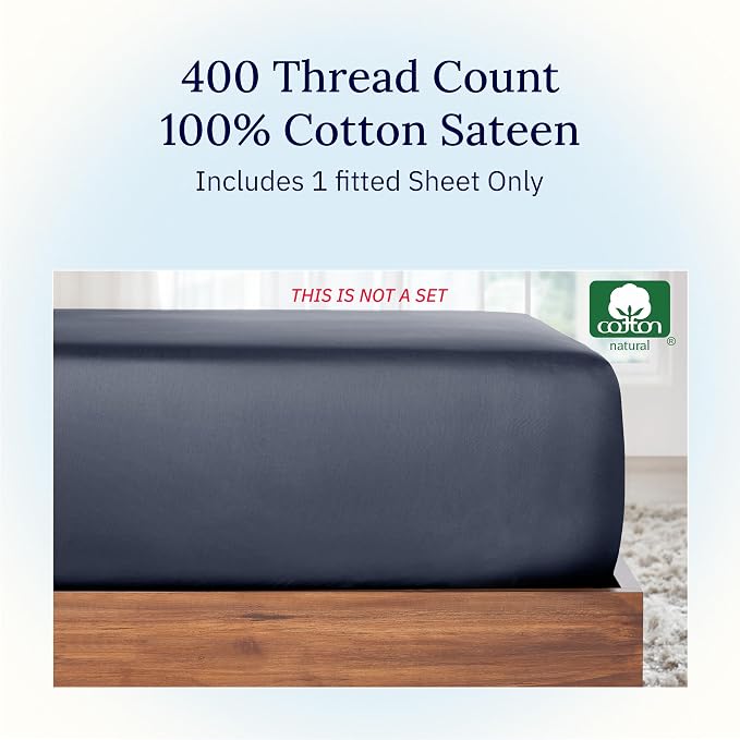 California Design Den California King Fitted Sheet Cotton, Deep Pocket 400 - Image 3