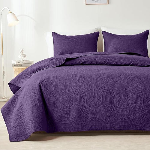 akkialla Purple Twin Quilt Set, Ultrasonic Lightweight Bedspread Coverlet by akkialla