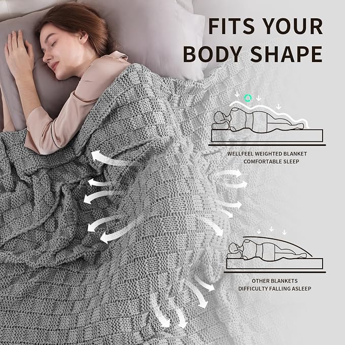 Knitted Weighted Blanket for Adult, No Beads Heavy Blanket 60” x 80'' 12lbs - Image 3
