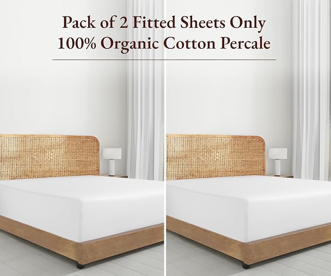 California Design Den 2-Pack 100% Organic Fitted Sheets King Size Only - Image 5