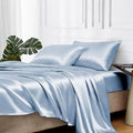 MR&HM Satin Bed Sheets with Elastic Corner Straps, Queen Size Sheets Set by MRHM