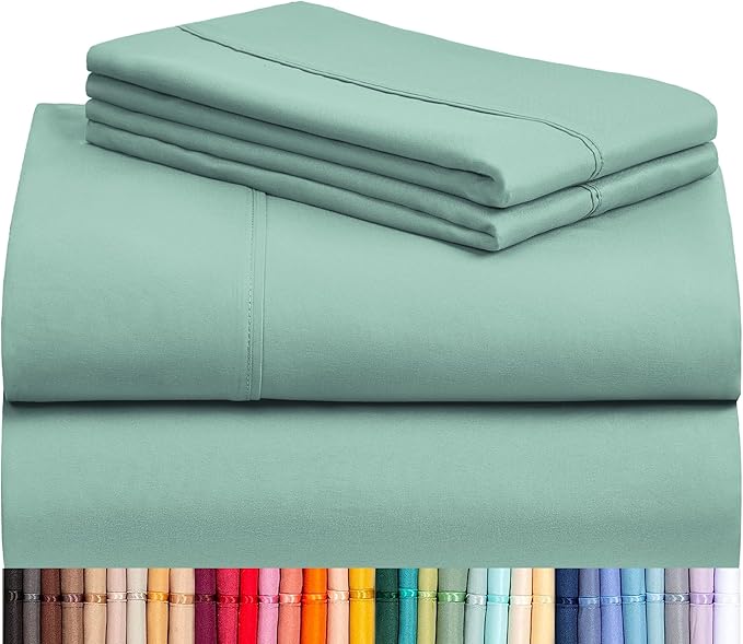 LuxClub 4 PC Full Sheet Set, Deep Pockets Wrinkle Free Cooling Bed Sheets Hotel - Image 9