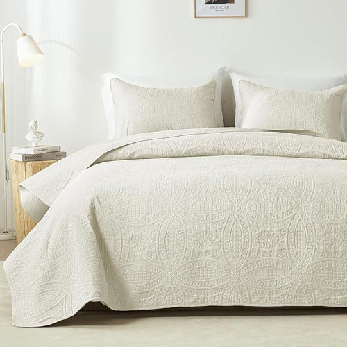 akkialla Twin Quilt Set, Cream Lightweight Bedspread by akkialla