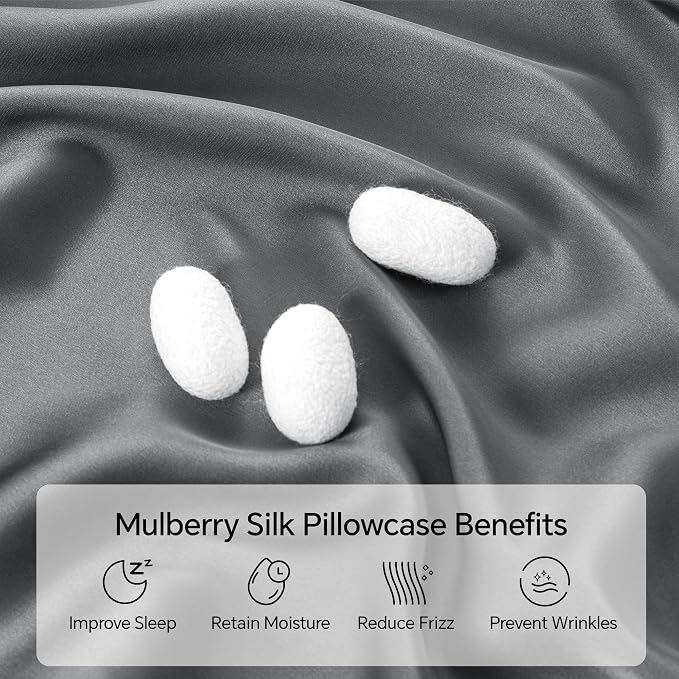 INFIIXSO Silk Pillow Cases 2 Pack Standard Size, Ultra Smooth & Soft Mulberry - Image 2