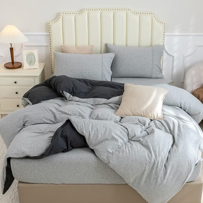 PURE ERA Jersey Knit Duvet Cover Set 100% T-Shirt Cotton Super Soft Comfy 3pc - Image 3