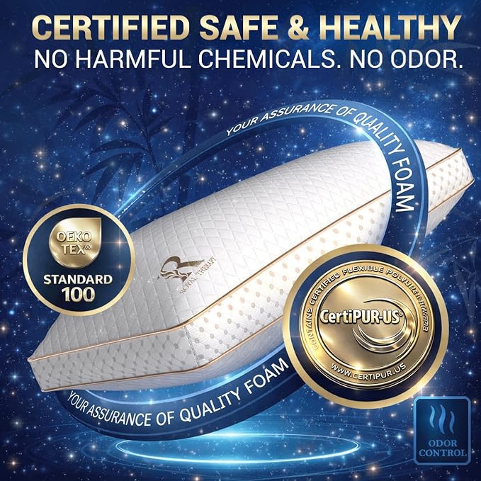 Royal Therapy 2-Pack King Memory Foam Pillow, Adjustable Shredded Odor-Free - Image 5