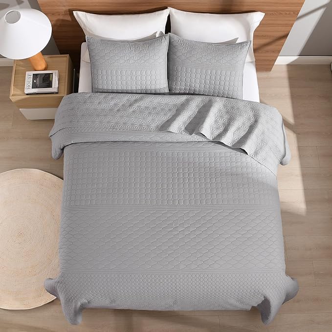 HORIMOTE HOME Grey Twin Size Quilt Set - Image 5
